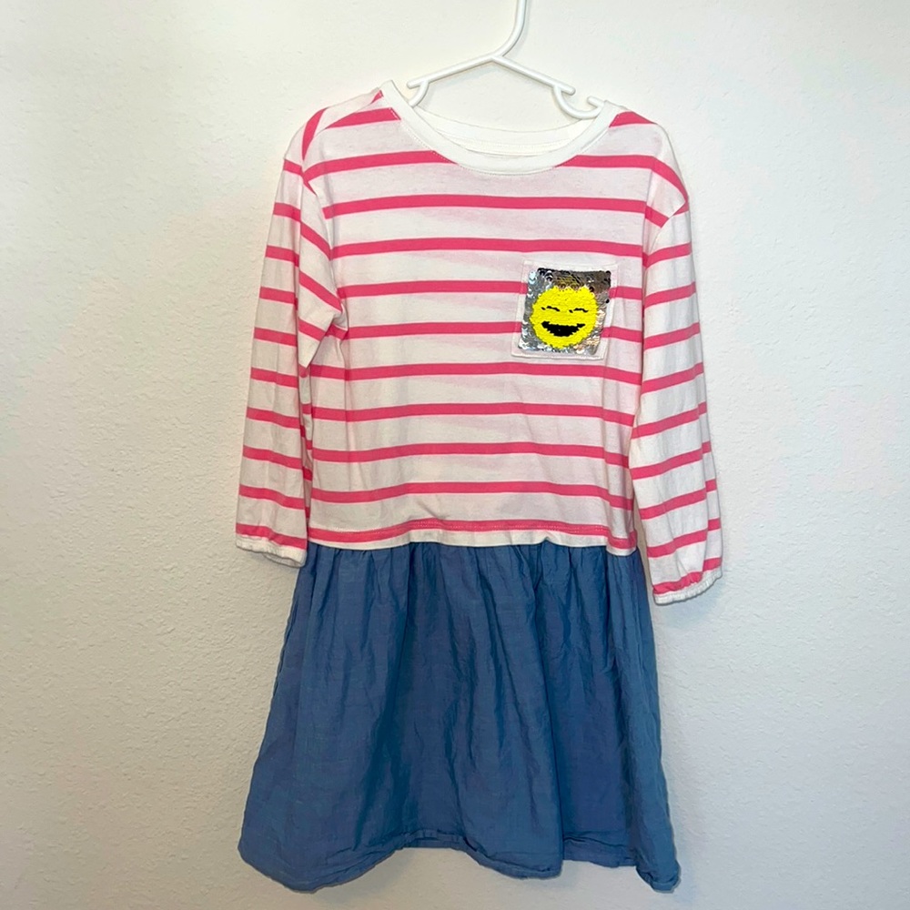GAP kids M dress with sequin smiley face